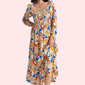 Anthropologie DOLAN Smocked Laney Midi Dress XL
Vibrant Geometric Cotton Boho